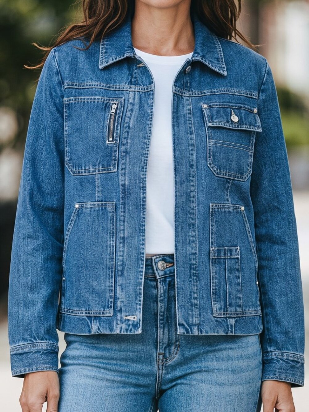 Caribbean Joe Blue Denim Jean Jacket